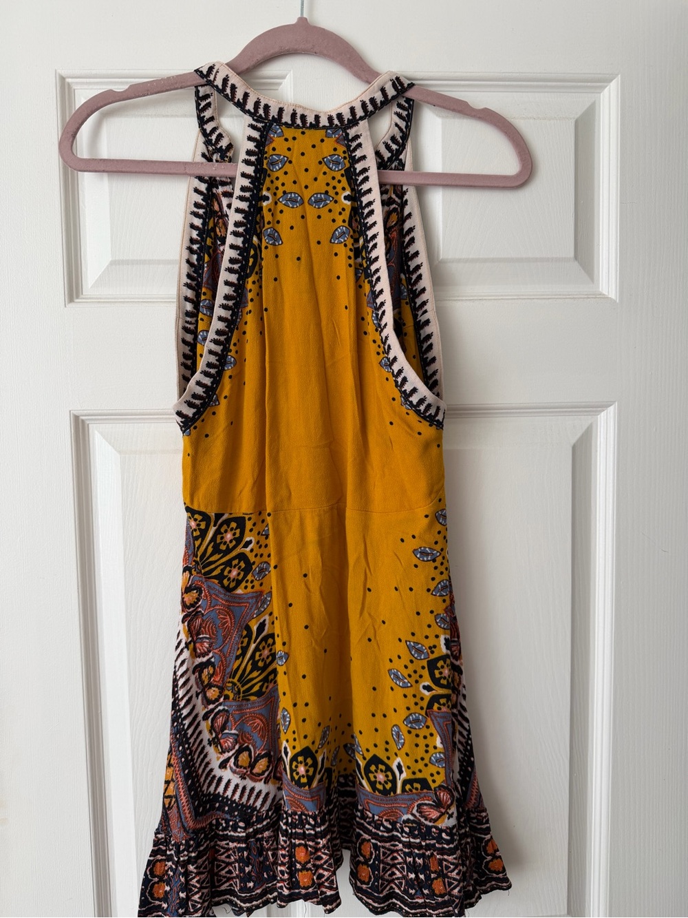 Free People Boho Festival Swing Dress Mustard Yellow Small - Picture 3 of 5